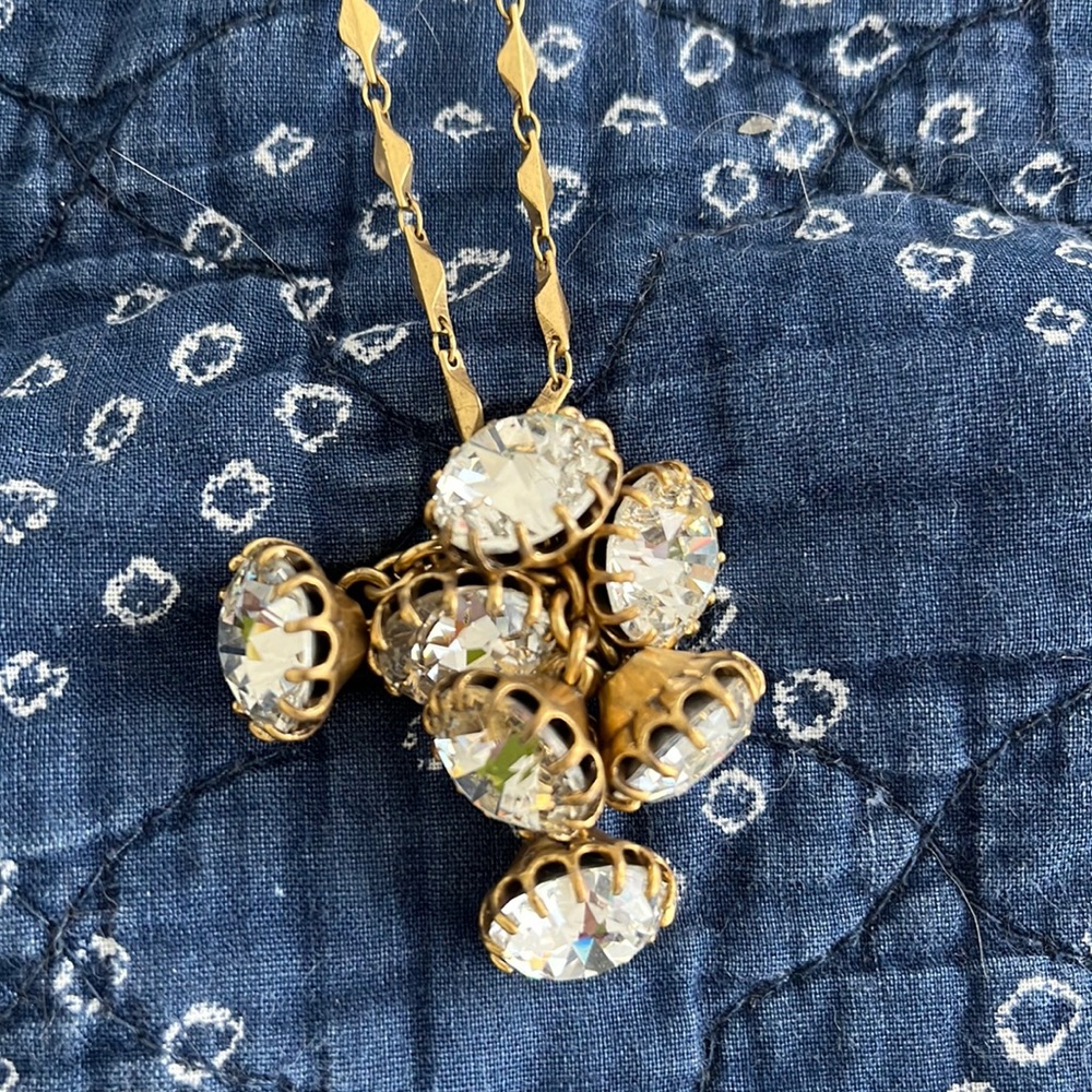 K Crew crystal cluster necklace